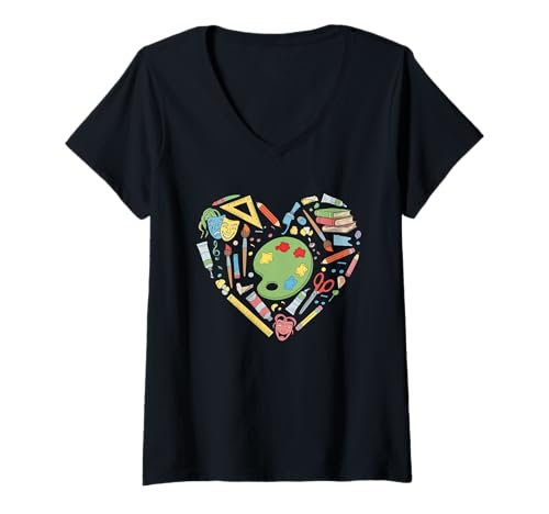 Damen I Love Art Herz-Design für Künstler, Maler, Kunstliebhaber T-Shirt mit V-Ausschnitt Damen I Love Art Herz-Design für Künstler, Maler, Kunstliebhaber T-Shirt mit V-Ausschnitt von I Love Art Designs For Painters & Art Teachers