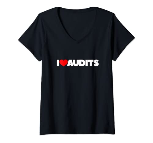 Damen I Love (Herz) Audits T-Shirt T-Shirt mit V-Ausschnitt von I Love Audits Shirts