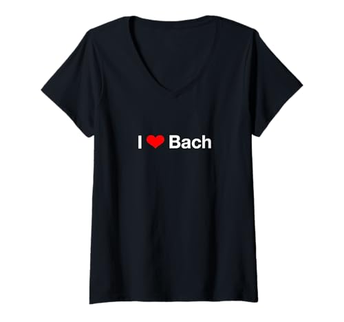 Damen Ich Liebe Bach T-Shirt mit V-Ausschnitt Damen Ich Liebe Bach T-Shirt mit V-Ausschnitt von I Love Bach