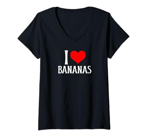 Damen Ich Liebe Bananen Ich Liebe Bananen Süßer Bananenfruchtliebhaber T-Shirt mit V-Ausschnitt von I Love Bananas I Heart Bananas Nana Fruit Lover