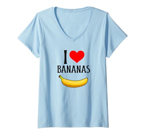 Damen Ich Liebe Bananen Ich Liebe Bananen Süßer Bananenfruchtliebhaber T-Shirt mit V-Ausschnitt von I Love Bananas I Heart Bananas Nana Fruit Lover