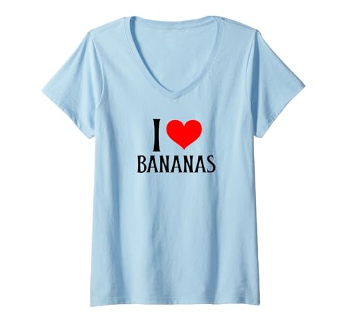 Damen Ich Liebe Bananen Ich Liebe Bananen Süßer Bananenfruchtliebhaber T-Shirt mit V-Ausschnitt von I Love Bananas I Heart Bananas Nana Fruit Lover