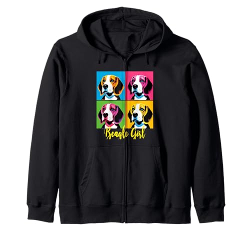 Beagle-Mädchen im Pop-Art-Stil Kapuzenjacke Beagle-Mädchen im Pop-Art-Stil Kapuzenjacke von I Love Beagles Merch
