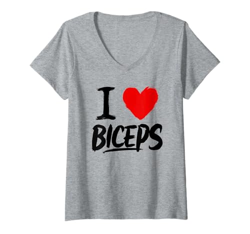 Damen I Love Biceps T-Shirt mit V-Ausschnitt Damen I Love Biceps T-Shirt mit V-Ausschnitt von I Love Biceps Lover Funny