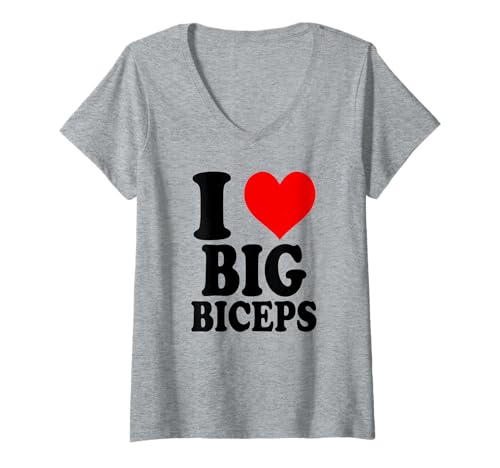 Damen I Love Big Biceps T-Shirt mit V-Ausschnitt Damen I Love Big Biceps T-Shirt mit V-Ausschnitt von I Love Big Biceps Lover