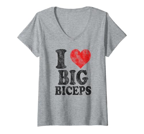 Damen I Love Big Biceps Vintage T-Shirt mit V-Ausschnitt Damen I Love Big Biceps Vintage T-Shirt mit V-Ausschnitt von I Love Big Biceps Lover