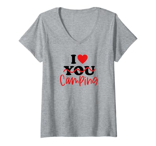 Damen Ich Liebe Camping T-Shirt mit V-Ausschnitt von I Love Camping Designs By JAC