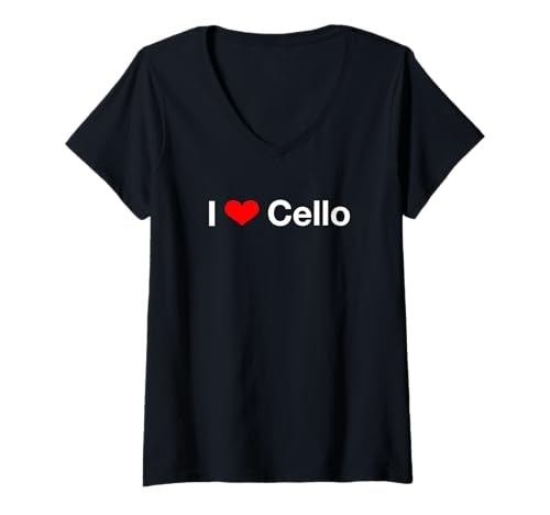 Damen Ich Liebe Cello T-Shirt mit V-Ausschnitt von I Love Cello