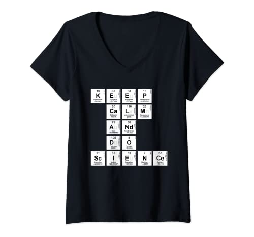 Damen Keep Calm and Do Science Periodensystem Geek Teacher Shirt T-Shirt mit V-Ausschnitt Damen Keep Calm and Do Science Periodensystem Geek Teacher Shirt T-Shirt mit V-Ausschnitt von I Love Chemistry Nerd Tee