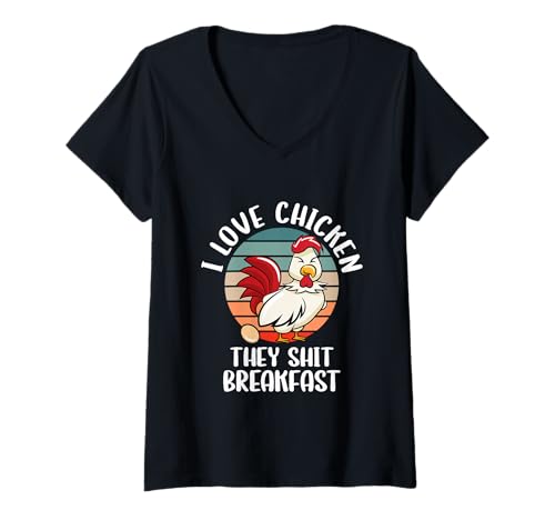 Damen Ich Liebe Hühnchen, sie frühstücken Hühner, Frühstück, Kacken T-Shirt mit V-Ausschnitt Damen Ich Liebe Hühnchen, sie frühstücken Hühner, Frühstück, Kacken T-Shirt mit V-Ausschnitt von I Love Chicken They Breakfast