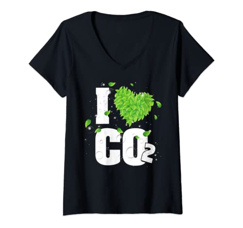 Damen I Love Co2 Atemluft für Pflanzen Kohlendioxid T-Shirt mit V-Ausschnitt Damen I Love Co2 Atemluft für Pflanzen Kohlendioxid T-Shirt mit V-Ausschnitt von I Love Co2