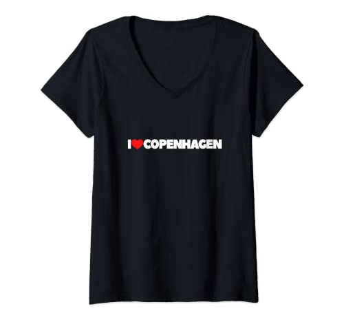 Damen I Love (Herz) Kopenhagen T-Shirt mit V-Ausschnitt von I Love Copenhagen Shirts