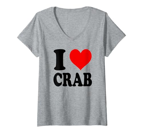 Damen I Love Crab T-Shirt mit V-Ausschnitt Damen I Love Crab T-Shirt mit V-Ausschnitt von I Love Crab Lover