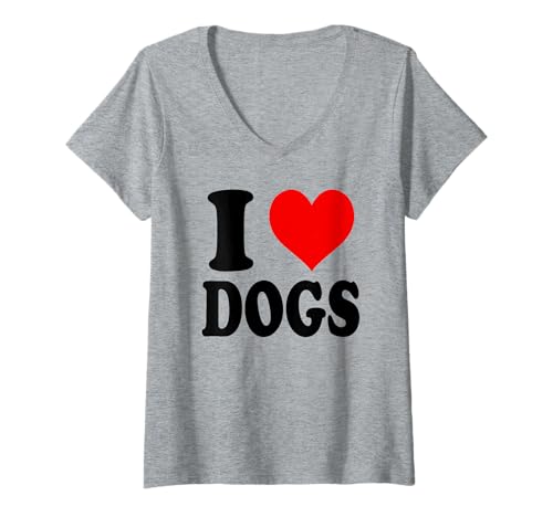 Damen I Love Dogs T-Shirt mit V-Ausschnitt von I Love Dogs Lover