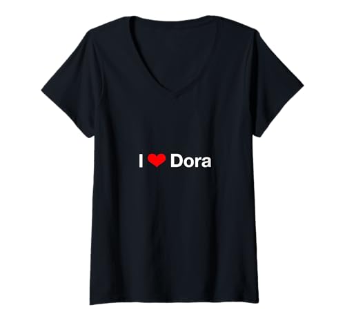 Damen Ich Liebe Dora T-Shirt mit V-Ausschnitt Damen Ich Liebe Dora T-Shirt mit V-Ausschnitt von I Love Dora