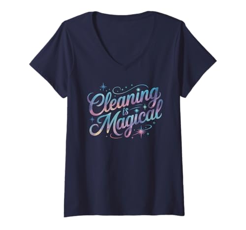 Damen Hausreinigung ist magische Therapie Cardio Hausmeister Crew Clean T-Shirt mit V-Ausschnitt Damen Hausreinigung ist magische Therapie Cardio Hausmeister Crew Clean T-Shirt mit V-Ausschnitt von I Love Dust Housekeeper Shine Problem