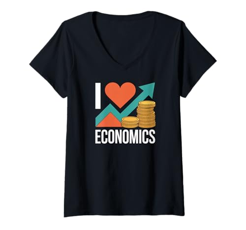 Damen I Love Economics Passion Graph Münzen T-Shirt mit V-Ausschnitt Damen I Love Economics Passion Graph Münzen T-Shirt mit V-Ausschnitt von I Love Economics Trend Graph Coin