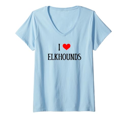 Damen I Love Elkhounds I Heart Elchhounds Hundeliebhaber Haustier Welpen Hund T-Shirt mit V-Ausschnitt von I Love Elkhounds Dog Mom Dog Dad Canine Pet Dog Co