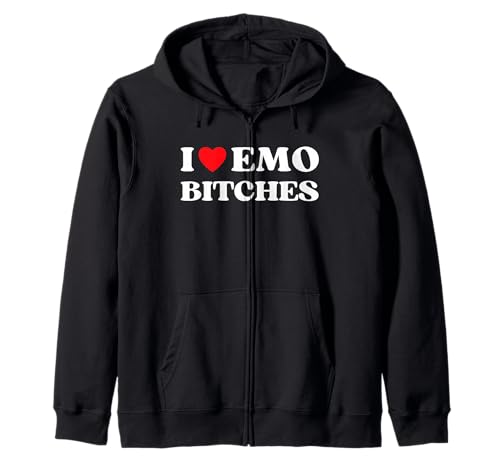 I Heart Emo Bitches Lustiges Zitat Rotes Herz Emo-Mädchen-Stil Kapuzenjacke von I Love Emo Bitches Funny Gifts For Men And Women