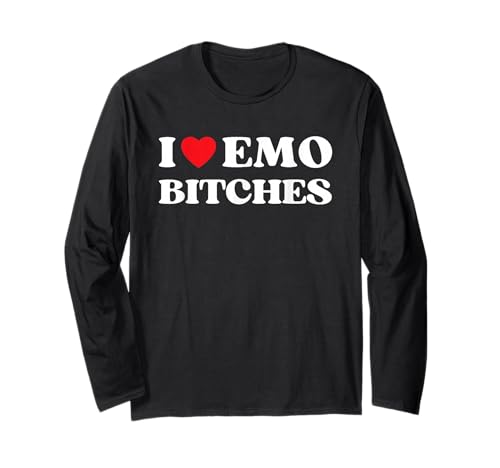 I Heart Emo Bitches Lustiges Zitat Rotes Herz Emo-Mädchen-Stil Langarmshirt von I Love Emo Bitches Funny Gifts For Men And Women