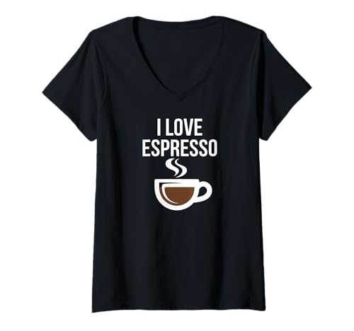 Damen I Love Espresso Kaffeetasse Barista Coffein T-Shirt mit V-Ausschnitt von I Love Espresso Coffee Barista Lover