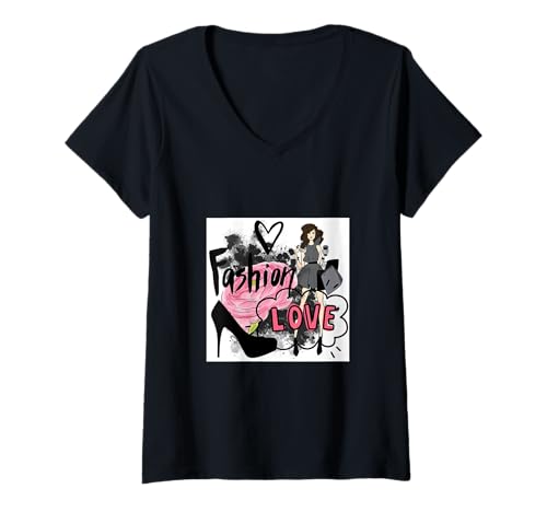 Damen Stilvolle Damengeschenke, Fashionista-Geschenke, Designer-Liebesgeschenke, T-Shirt mit V-Ausschnitt von I Love Fashion Inc