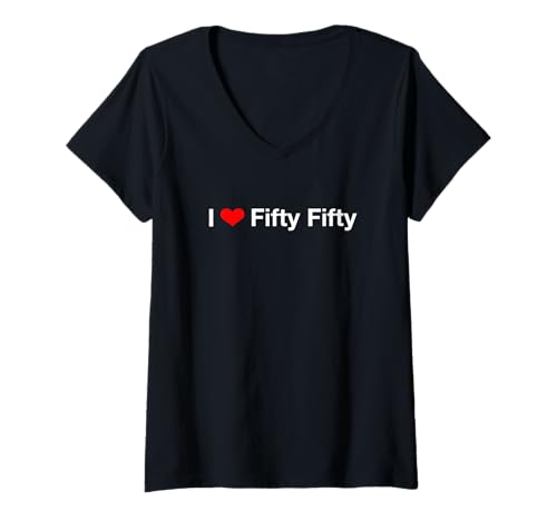 Damen Ich Liebe Fifty Fifty T-Shirt mit V-Ausschnitt Damen Ich Liebe Fifty Fifty T-Shirt mit V-Ausschnitt von I Love Fifty Fifty
