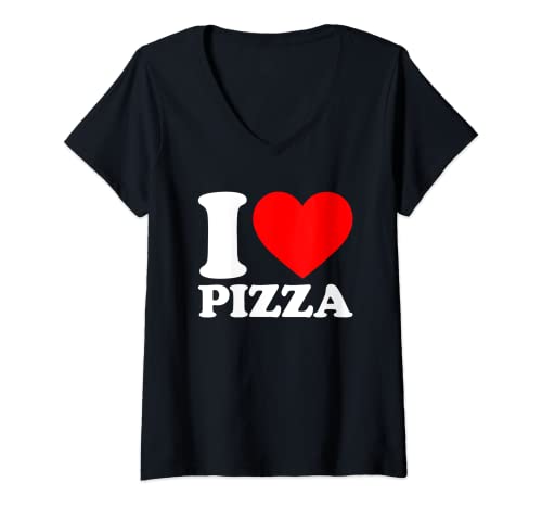 Damen I Love Pizza T-Shirt mit V-Ausschnitt Damen I Love Pizza T-Shirt mit V-Ausschnitt von I Love Food Shirts I Heart Food Shirts