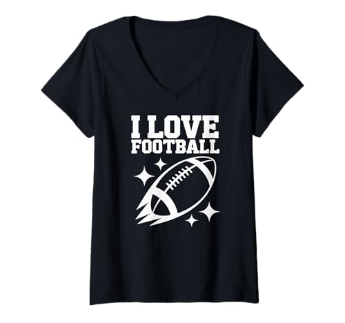 Damen I Love Football Sparkling Football Stars Fans T-Shirt mit V-Ausschnitt Damen I Love Football Sparkling Football Stars Fans T-Shirt mit V-Ausschnitt von I Love Football Football Fans Stars Fans