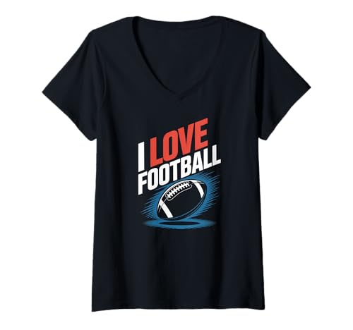 Damen Ich Liebe Fußball, American Football-Fans, Team Pride T-Shirt mit V-Ausschnitt Damen Ich Liebe Fußball, American Football-Fans, Team Pride T-Shirt mit V-Ausschnitt von I Love Football Football Fans Team Spirit