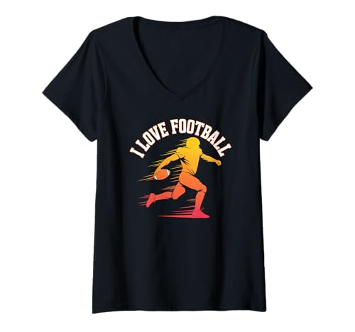 Damen Ich Liebe Football Running Back American Football-Spieler T-Shirt mit V-Ausschnitt Damen Ich Liebe Football Running Back American Football-Spieler T-Shirt mit V-Ausschnitt von I Love Football Running Back American Football