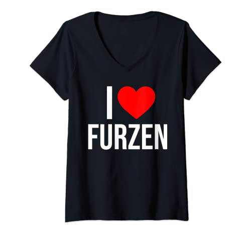 Damen I Love Furzen Ich Liebe Furzen T-Shirt mit V-Ausschnitt Damen I Love Furzen Ich Liebe Furzen T-Shirt mit V-Ausschnitt von I Love Furzen Party Geschenk-Idee