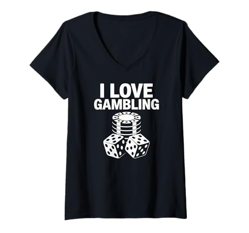 Damen Ich Liebe Glücksspiele, Dice Chips, Casino Poker Night T-Shirt mit V-Ausschnitt Damen Ich Liebe Glücksspiele, Dice Chips, Casino Poker Night T-Shirt mit V-Ausschnitt von I Love Gambling Casino Dice Chips