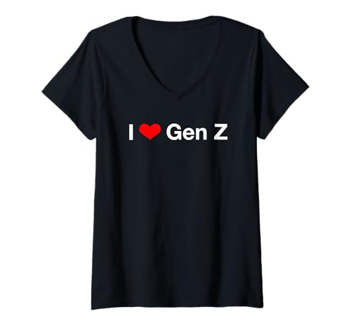 Damen Ich Liebe Generation Z T-Shirt mit V-Ausschnitt Damen Ich Liebe Generation Z T-Shirt mit V-Ausschnitt von I Love Gen Z