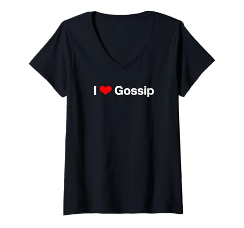 Damen Ich Liebe Klatsch T-Shirt mit V-Ausschnitt von I Love Gossip