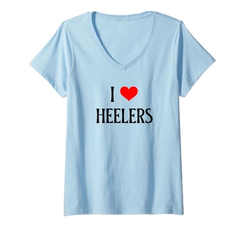 Damen I Love Heelers I Heart Heelers Hundeliebhaber Haustier Welpen Hund T-Shirt mit V-Ausschnitt Damen I Love Heelers I Heart Heelers Hundeliebhaber Haustier Welpen Hund T-Shirt mit V-Ausschnitt von I Love Heelers Dog Mom Dog Dad Canine Pet Dog