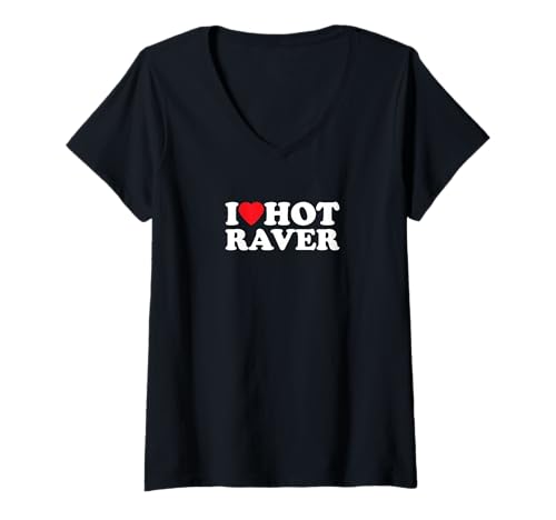 Damen I Love Hot Raver | Techno | Musik T-Shirt mit V-Ausschnitt Damen I Love Hot Raver | Techno | Musik T-Shirt mit V-Ausschnitt von I Love Hot Raver | Outfit