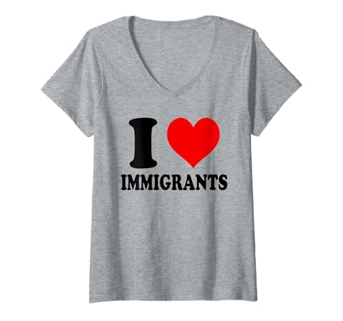 Damen I Love Immigrants T-Shirt mit V-Ausschnitt Damen I Love Immigrants T-Shirt mit V-Ausschnitt von I Love Immigrants Lover