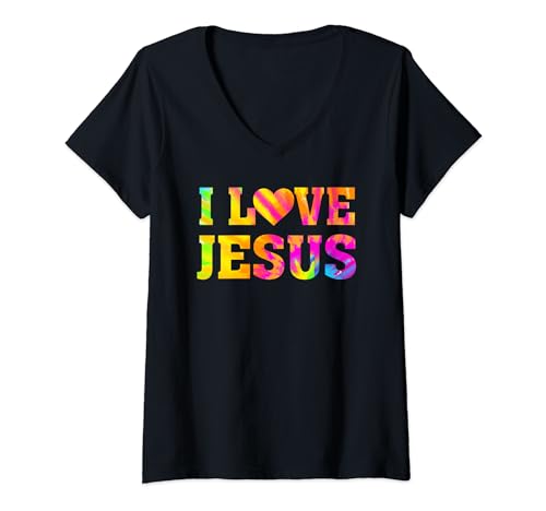 Damen I Love Jesus - Christlicher Glaube Spruch T-Shirt mit V-Ausschnitt Damen I Love Jesus - Christlicher Glaube Spruch T-Shirt mit V-Ausschnitt von I Love Jesus - Christian Faith Saying