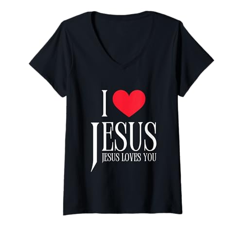 Damen I Love Jesus Jesus Loves You Motivierende Bibel Christian T-Shirt mit V-Ausschnitt Damen I Love Jesus Jesus Loves You Motivierende Bibel Christian T-Shirt mit V-Ausschnitt von I Love Jesus Jesus Loves You Christian Quote