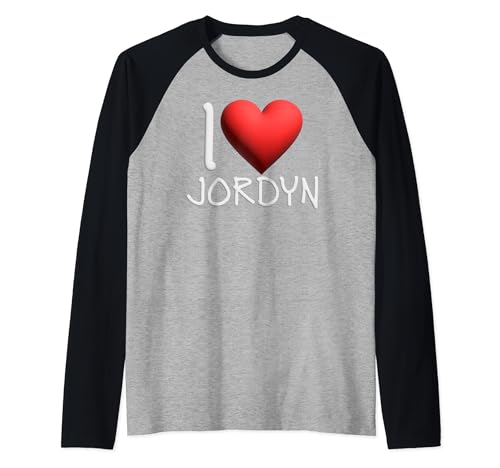 "I Love Jordyn Name" personalisiertes Herz für Mädchen und Frauen Raglan von I Love Jordyn Name Tees
