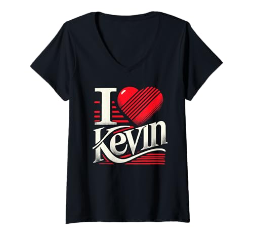 Damen I Love Kevin Shirt Name Kevin T-Shirt I Heart Kevin T-Shirt mit V-Ausschnitt von I Love KEVIN Designs By ShirtZilla