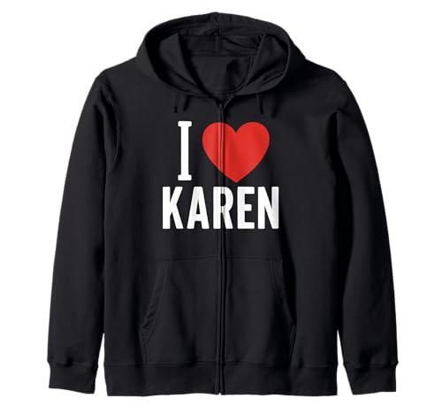 I Love Karen, personalisierbar, für Mädchen, Frauen, Freunde, Herz Kapuzenjacke von I Love Karen Name Tees