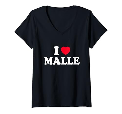 Damen I LOVE MALLE T-Shirt mit V-Ausschnitt von I Love Malle Design