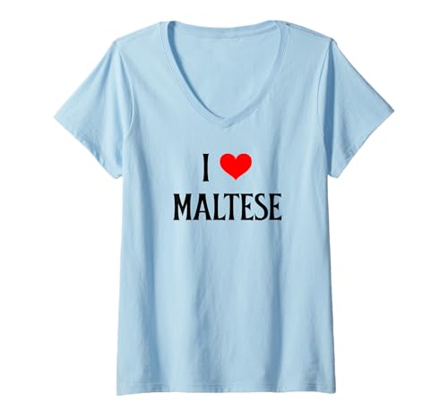Damen I Love Maltese I Heart Malteser Hundeliebhaber Haustier Welpe Hund T-Shirt mit V-Ausschnitt Damen I Love Maltese I Heart Malteser Hundeliebhaber Haustier Welpe Hund T-Shirt mit V-Ausschnitt von I Love Maltese Dog Mom Dog Dad Canine Pet Dog