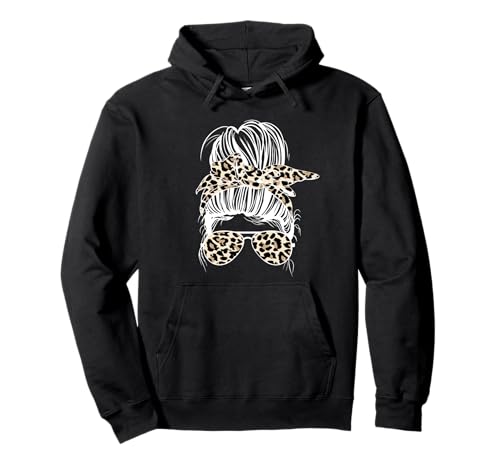 Mama Unordentlicher Dutt Leopard Pullover Hoodie von I Love Mom