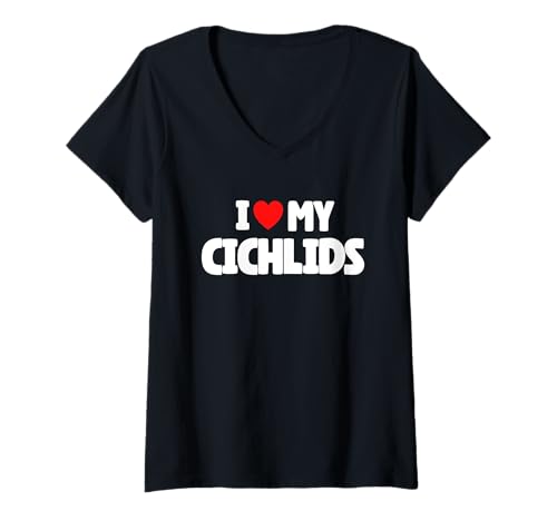 Damen I Love My Cichliden T-Shirt mit V-Ausschnitt von I Love My Cichlids.