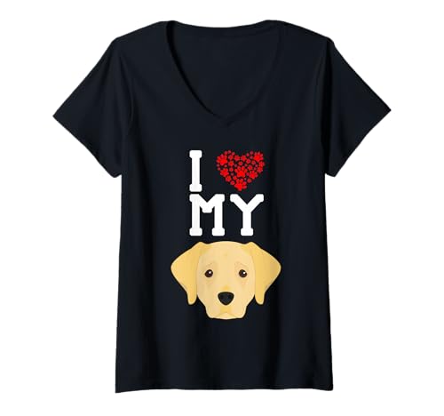 Damen T-Shirt mit Aufschrift I Love My Dog, Labrador Retriever, Tierliebhaber T-Shirt mit V-Ausschnitt Damen T-Shirt mit Aufschrift I Love My Dog, Labrador Retriever, Tierliebhaber T-Shirt mit V-Ausschnitt von I Love My Dog - Dog Lover Shirts