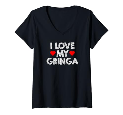 Damen I Love My Gringa Valentinstag Mexikanischer Ehemann Freund T-Shirt mit V-Ausschnitt Damen I Love My Gringa Valentinstag Mexikanischer Ehemann Freund T-Shirt mit V-Ausschnitt von I Love My Gringo Funny English Speaker