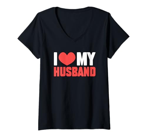 Damen Ehe Liebe Ich Liebe Meinen Mann Frau Ich Liebe Meinen Mann T-Shirt mit V-Ausschnitt Damen Ehe Liebe Ich Liebe Meinen Mann Frau Ich Liebe Meinen Mann T-Shirt mit V-Ausschnitt von I Love My Husband Funny Marriage Gift